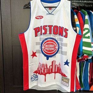Detroit Pistons Mitchell & Ness x Tats Cru Hardwood Classics Fashion Jersey